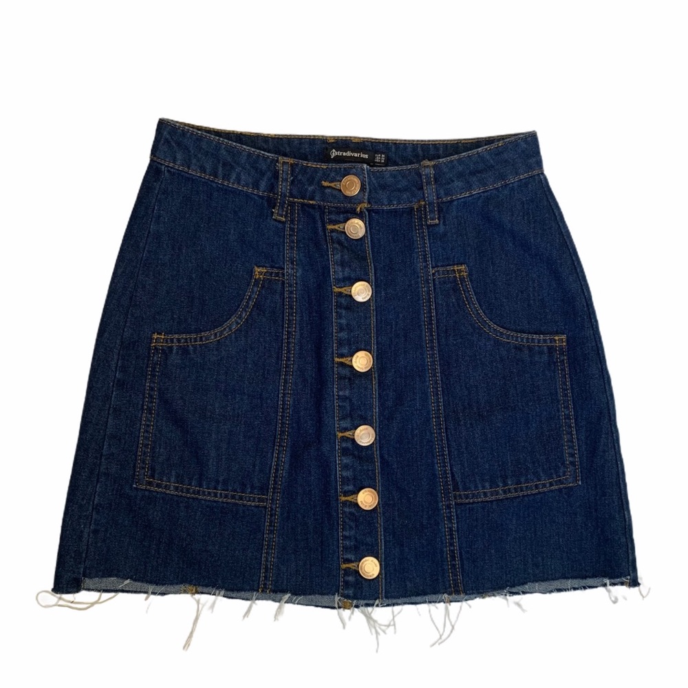 Stradivarius Dark Wash Denim Skirt